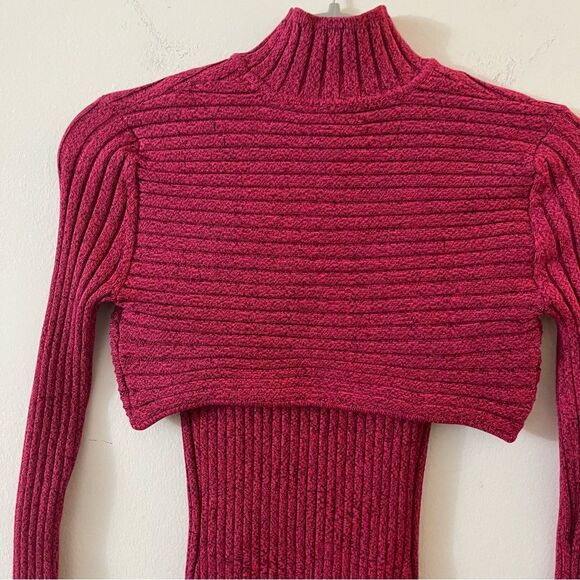 Ronny Kobo Garner Knit Top Ribbed Sweater Set Two Piece Shrug fuchsia multi XS - Picture 11 of 16